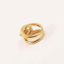 Load image into Gallery viewer, 18K gold stainless steel oval zircon wide ring