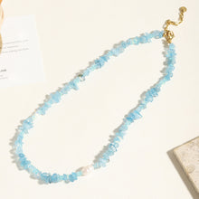Load image into Gallery viewer, Irregular aquamarine natural stone pearl handcrafted beaded necklace