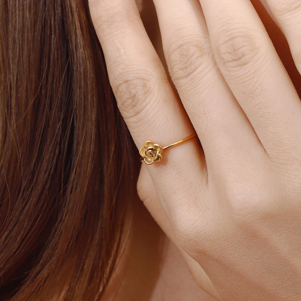 Stainless steel rose flower opening ring