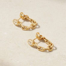 Load image into Gallery viewer, 18K gold stainless steel chain zircon earrings