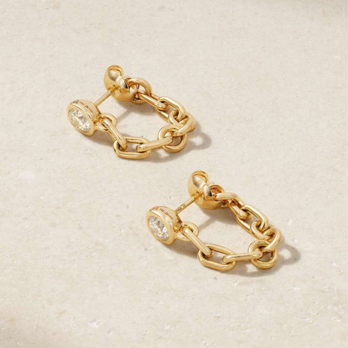 18K gold stainless steel chain zircon earrings