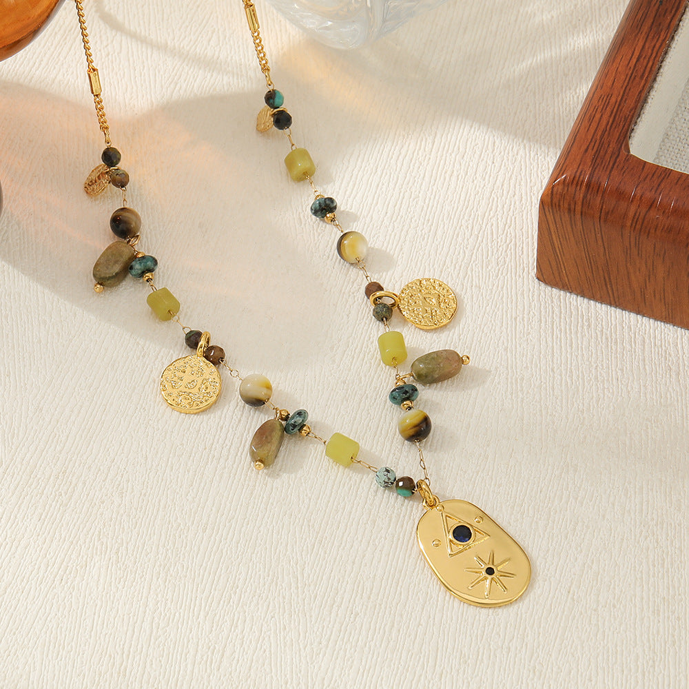 Natural African pine 8-pointed star pendant necklace