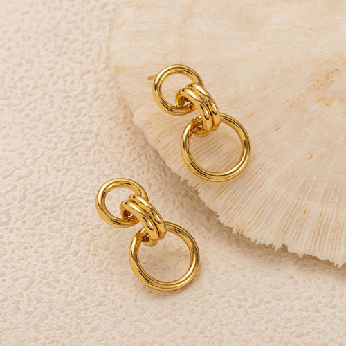 Stainless steel perforated circular earrings