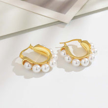 Load image into Gallery viewer, Pearl U-shaped ear rings