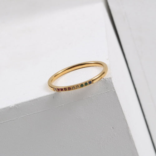 18K gold stainless steel ring with zirconium fine ring