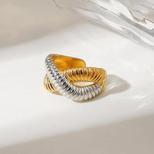 Load image into Gallery viewer, 18K gold stainless steel cross-threaded opening color-matching ring
