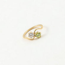 Load image into Gallery viewer, White zircon and green zircon double-piece ring