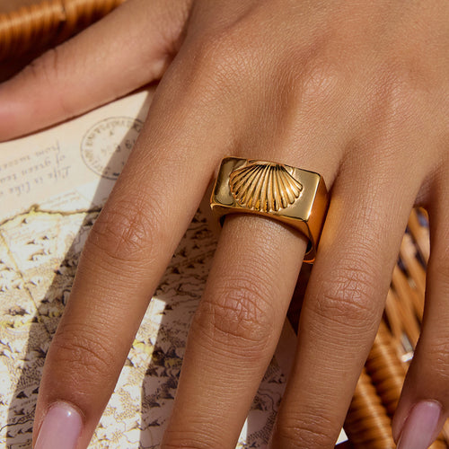 18K gold vintage stainless steel ring