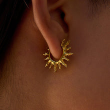 Load image into Gallery viewer, Golden stainless steel sunflower hollowed-out earrings