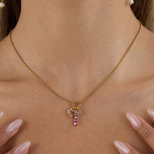 Load image into Gallery viewer, Stainless steel pink zircon heart-shaped necklace
