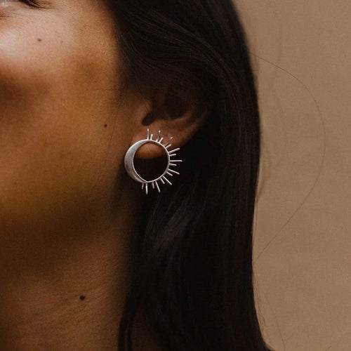 Stainless steel sun and moon earrings