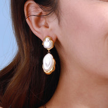 Load image into Gallery viewer, Stainless steel special-shaped imitation Baroque pearl earrings