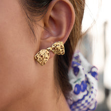 Load image into Gallery viewer, 18K gold stainless steel bow stud earrings