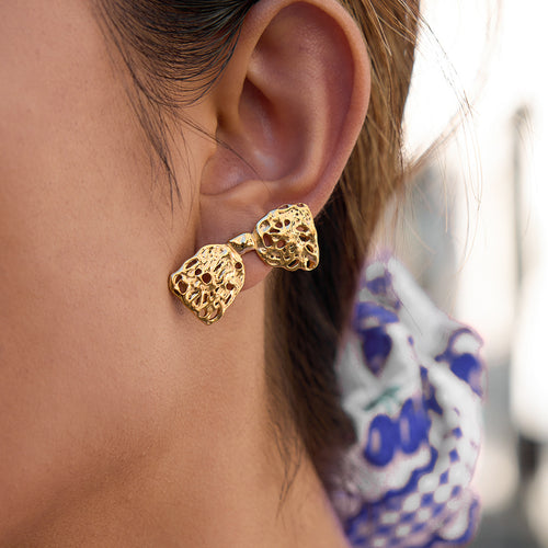 18K gold stainless steel bow stud earrings