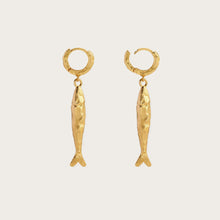 Load image into Gallery viewer, Stainless steel hammer-textured small fish ear buckle earrings