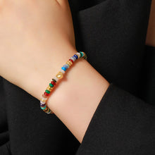Load image into Gallery viewer, Colored natural stone hand-beaded bracelet