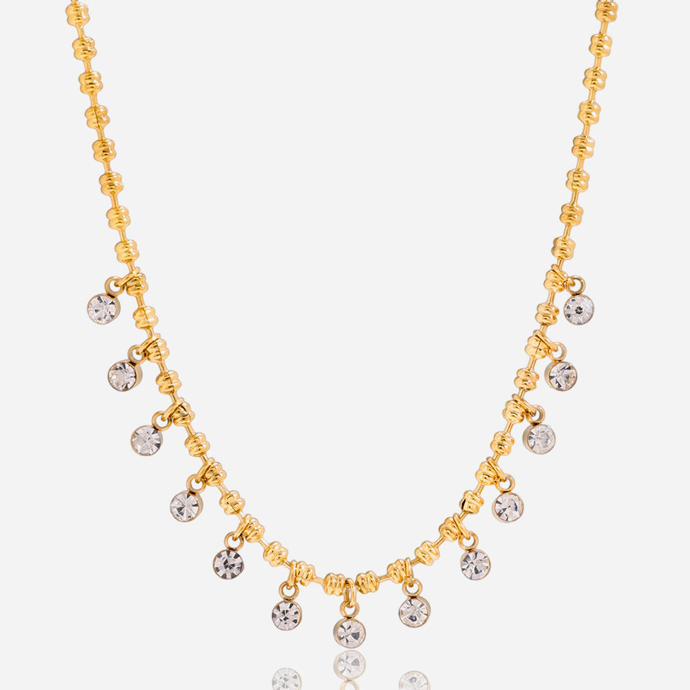 Stainless steel white zircon pendant necklace