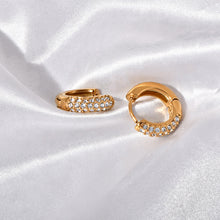Load image into Gallery viewer, Stainless steel gold semi-circular earrings with zirconium earrings
