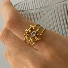 Load image into Gallery viewer, A three-piece set of stainless steel diamond rings stacked together