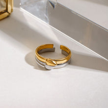 Load image into Gallery viewer, Stainless steel gold and silver color-matched heart-shaped opening ring