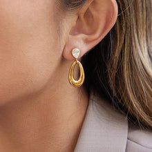 Load image into Gallery viewer, 18k gold stainless steel zircon earrings