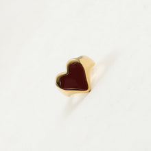 Load image into Gallery viewer, 18K gold stainless steel oil-dripping red heart-shaped wide face ring