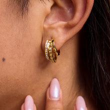 Load image into Gallery viewer, Stainless steel rhinestone C-shaped earrings