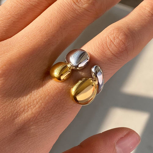 Stainless steel two-color ring