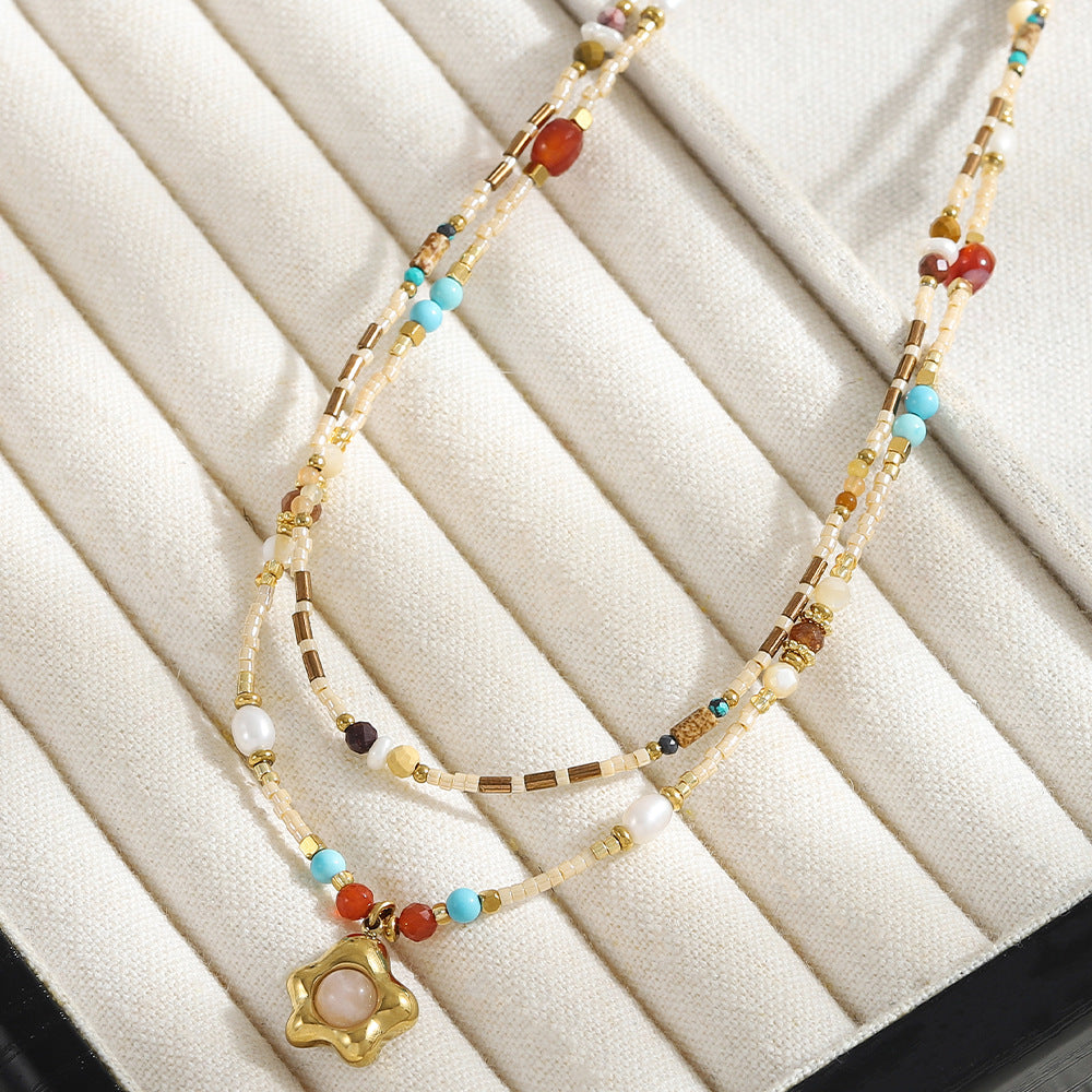 A natural stone handcrafted beaded necklace