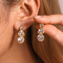 Load image into Gallery viewer, Stainless steel 18K gold drop earrings set with zirconium