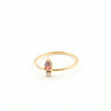 Load image into Gallery viewer, 18K gold red zircon white zircon double-piece fine ring