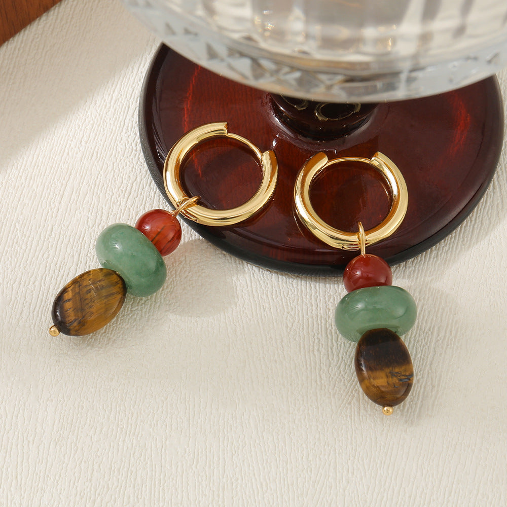 Colored natural stone beaded earrings
