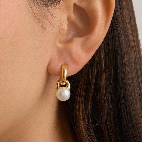 French vintage stainless steel pearl earrings