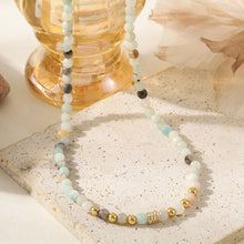 Load image into Gallery viewer, A round 4mm natural stone beaded necklace made of 18K gold plated with copper