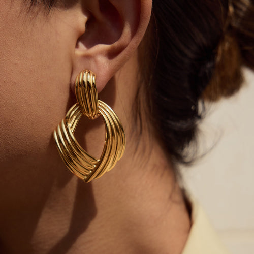 Golden stainless steel earrings