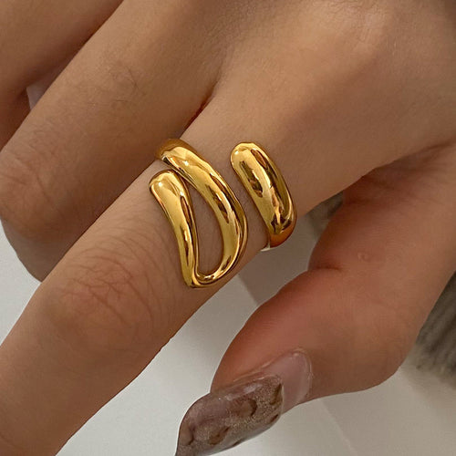 Golden stainless steel ring