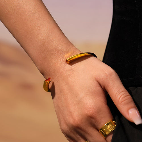 Stainless steel enamel oil dripping red gourd opening bracelet