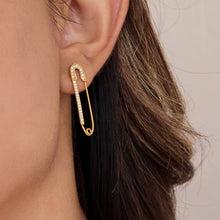 Load image into Gallery viewer, Stainless steel inlaid rhinestone paperclip earrings and stud earrings