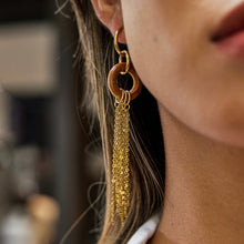 Load image into Gallery viewer, Wooden tassel stainless steel earrings
