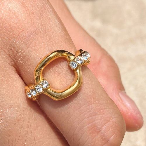 Stainless steel rhinestone ring