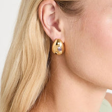 Load image into Gallery viewer, Stainless steel bean ear studs with zirconium inlaid