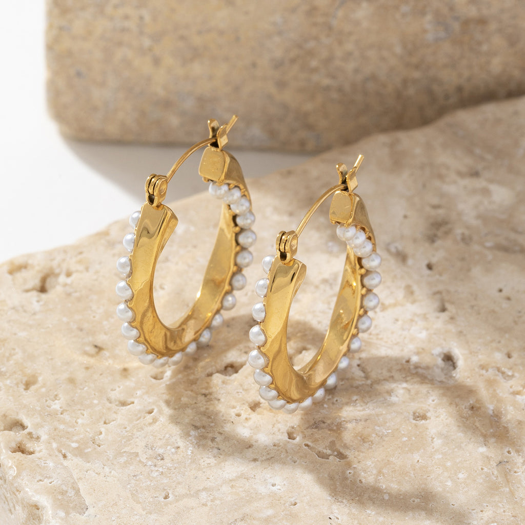 18K gold stainless steel circular earrings
