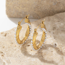 Load image into Gallery viewer, 18K gold stainless steel circular earrings