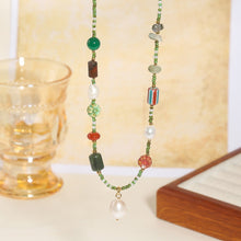 Load image into Gallery viewer, Natural stone freshwater pearl pendant, hand-beaded necklace