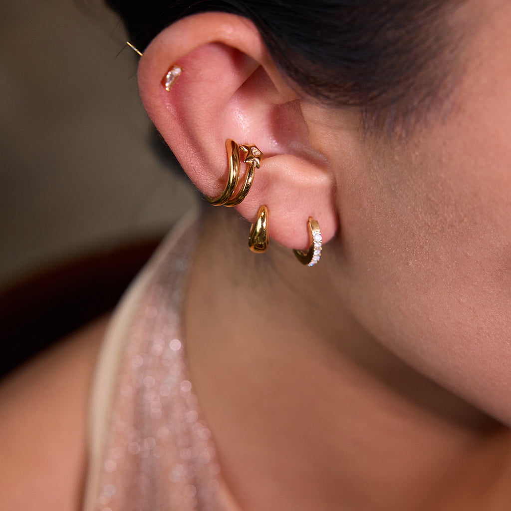 Stainless steel star zircon ear clips