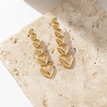 Load image into Gallery viewer, 18K gold stainless steel long heart-shaped earrings