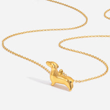 Load image into Gallery viewer, A cute golden stainless steel dog pendant necklace