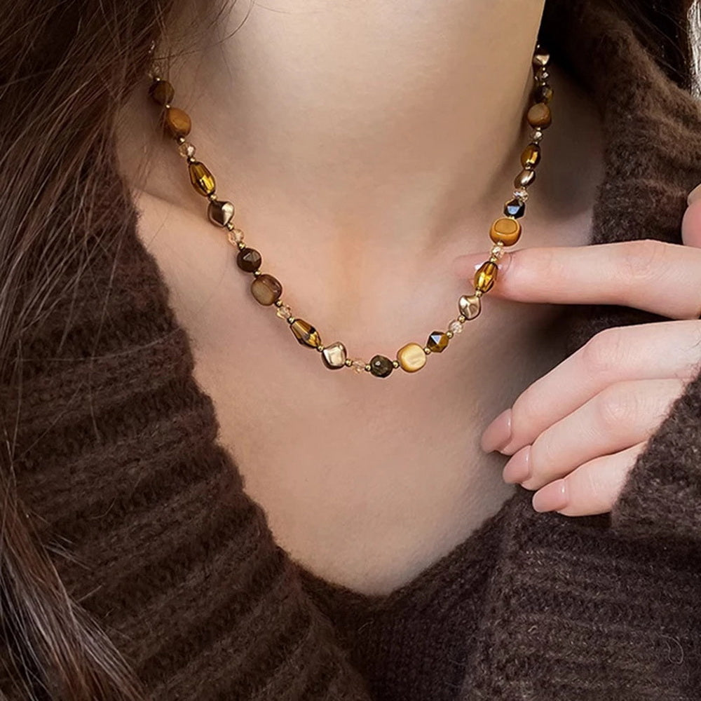 Tiger's eye stone bead necklace