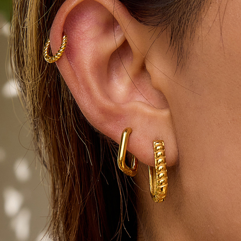 Golden stainless steel U-shaped earrings