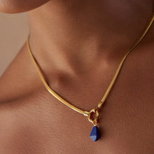 Load image into Gallery viewer, 18K gold stainless steel natural stone lapis lazuli pendant necklace